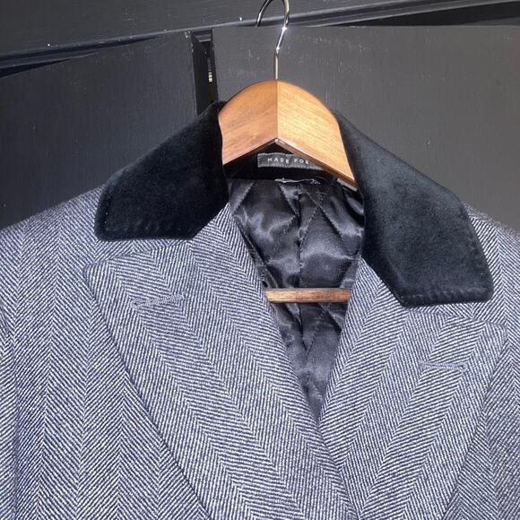 Indochino Double Breasted Overcoat Grey/Black 36R - Picture 5 of 6